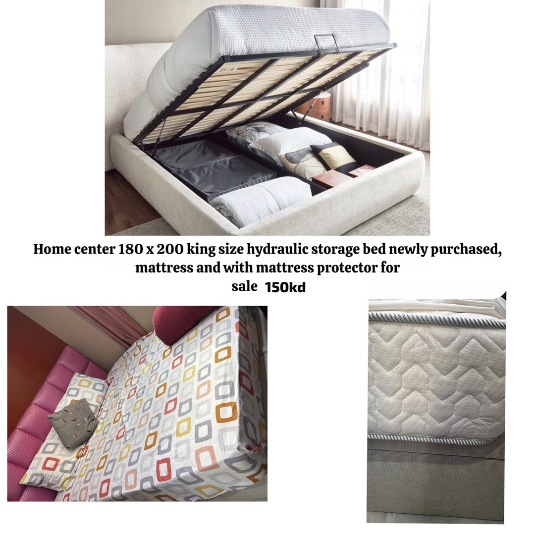 Double Bed with mattress-Newly purchased -King size Hydrolic type & Storage
